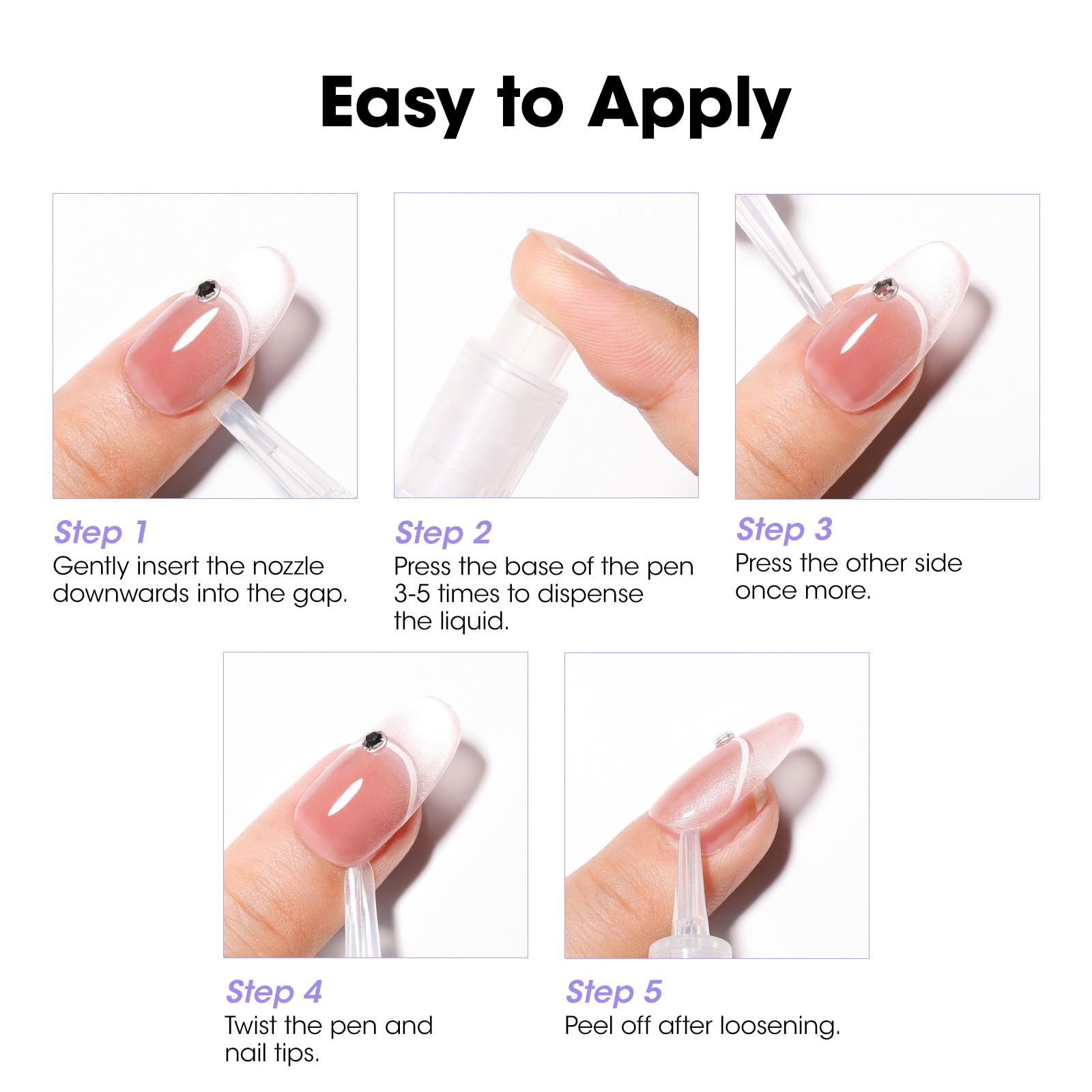 Kit 5 pièces pratique pour retirer différents types d'ongles