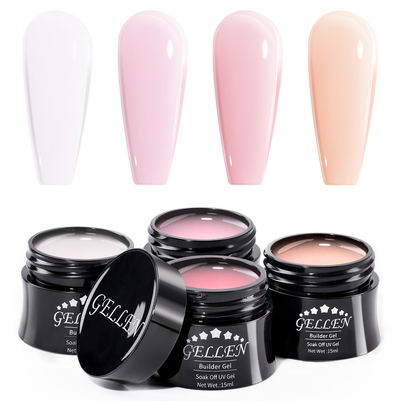 GELLEN Builder Gel pour extensions d’ongles – 4 couleurs et tenue possible.