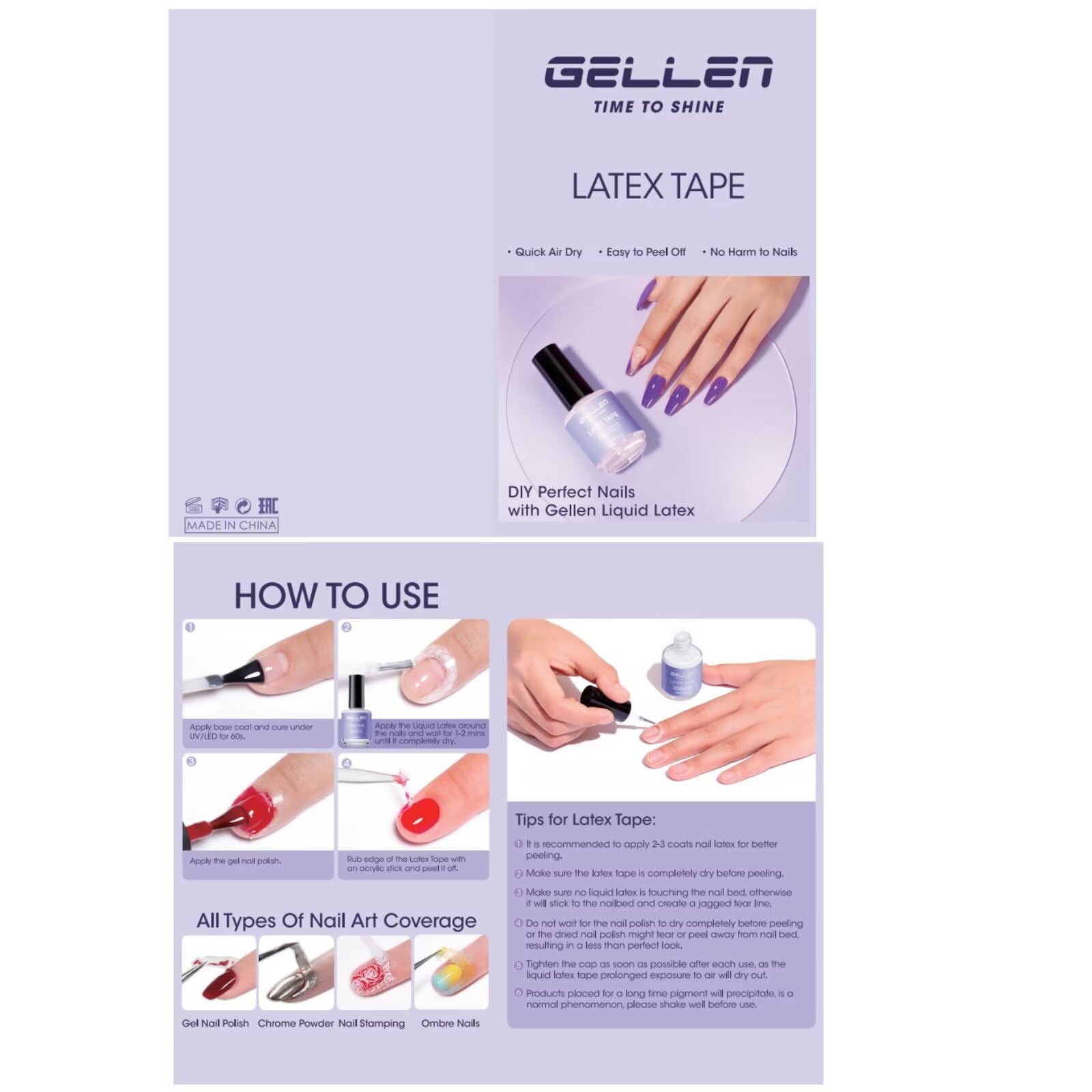 Gellen Latex Tape - retrait net du bord sans abîmer le vernis.