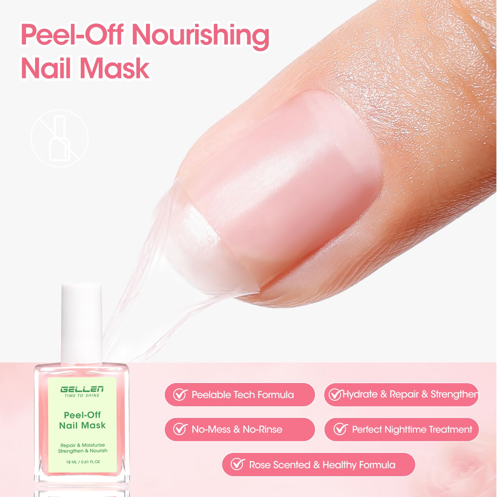 Gellen masque ongles pelable rose – application facile sans rinçage