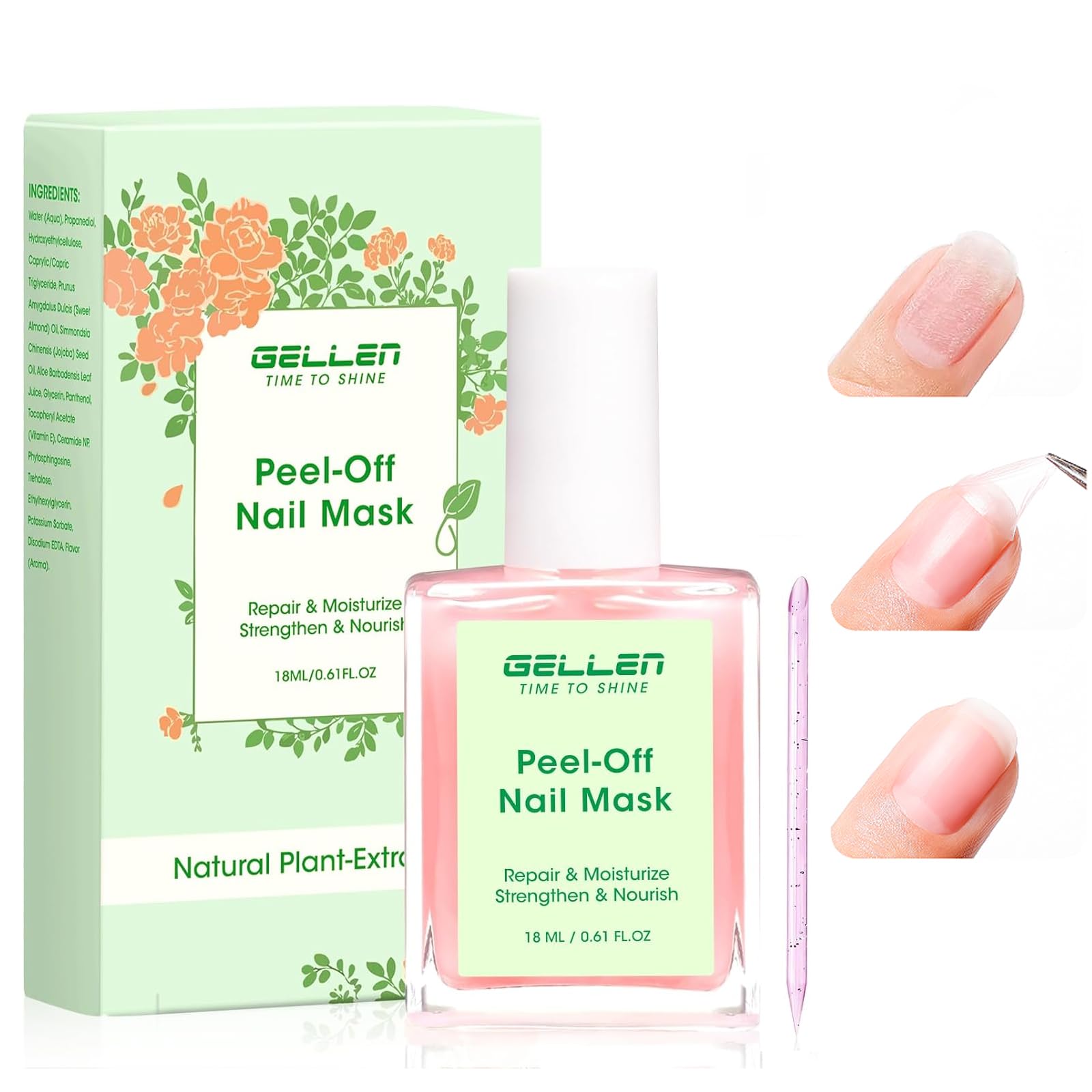 Gellen masque ongles pelable rose – bouteille prête à l'emploi sans rinçage