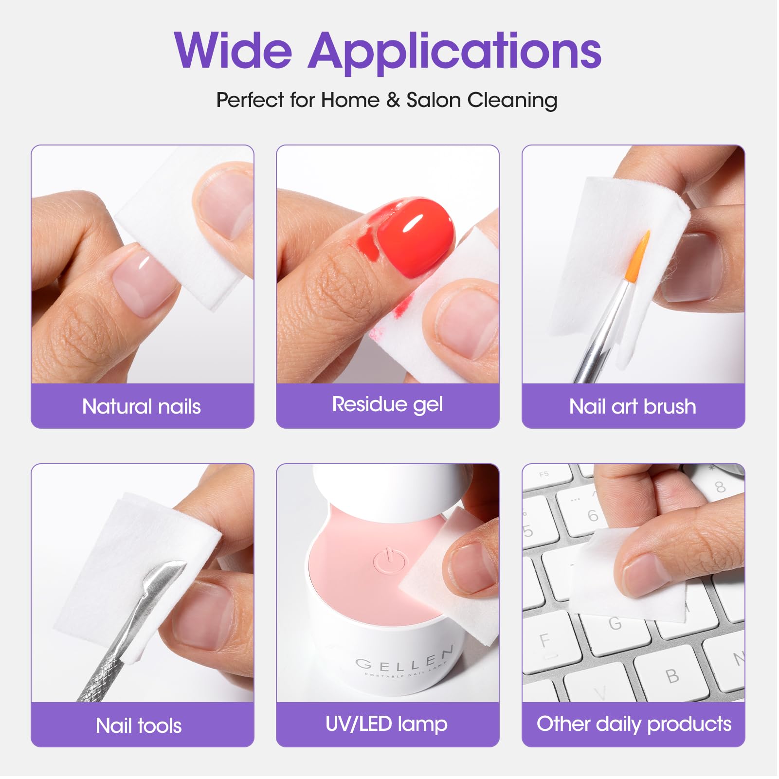 GELLEN nail cleanser post-residue removal yields a smooth, shiny finish.