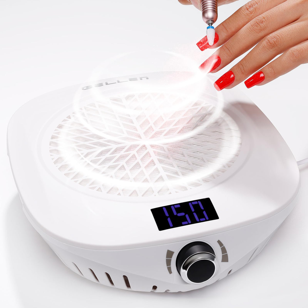 GELLEN Nettoyeur de poussière pour ongles avec affichage LED: sessions propres et silencieuses.