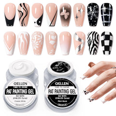 GELLEN peinture ongles noir et blanc pour motifs précis et rapides