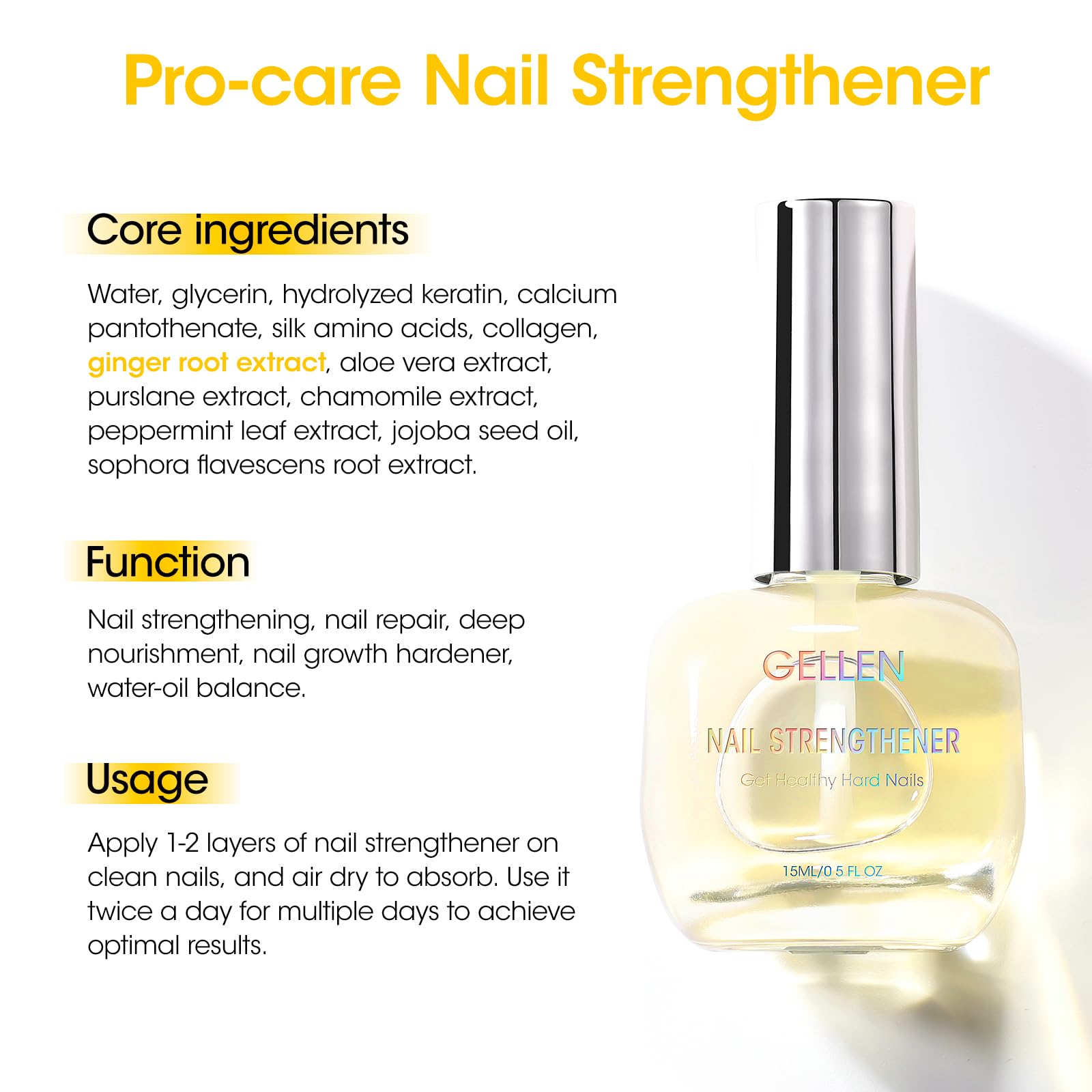 GELLEN Pro Care serum-gingembre-ongles, goutte fine prête à l’emploi.