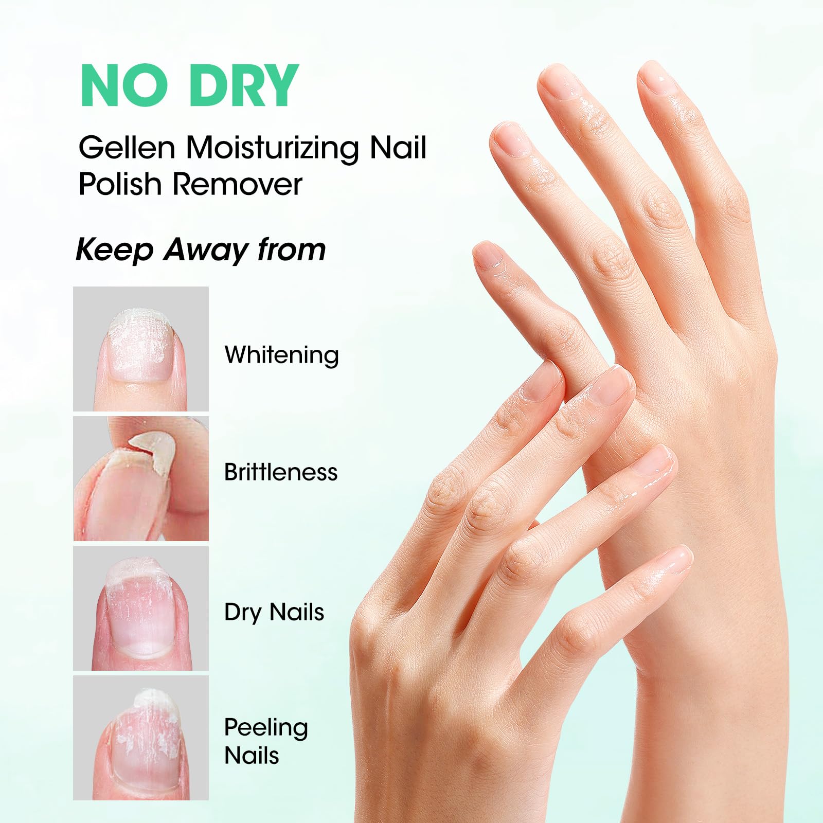 GELLEN sans acetone, douceur sans acétone pour cuticules sensibles.