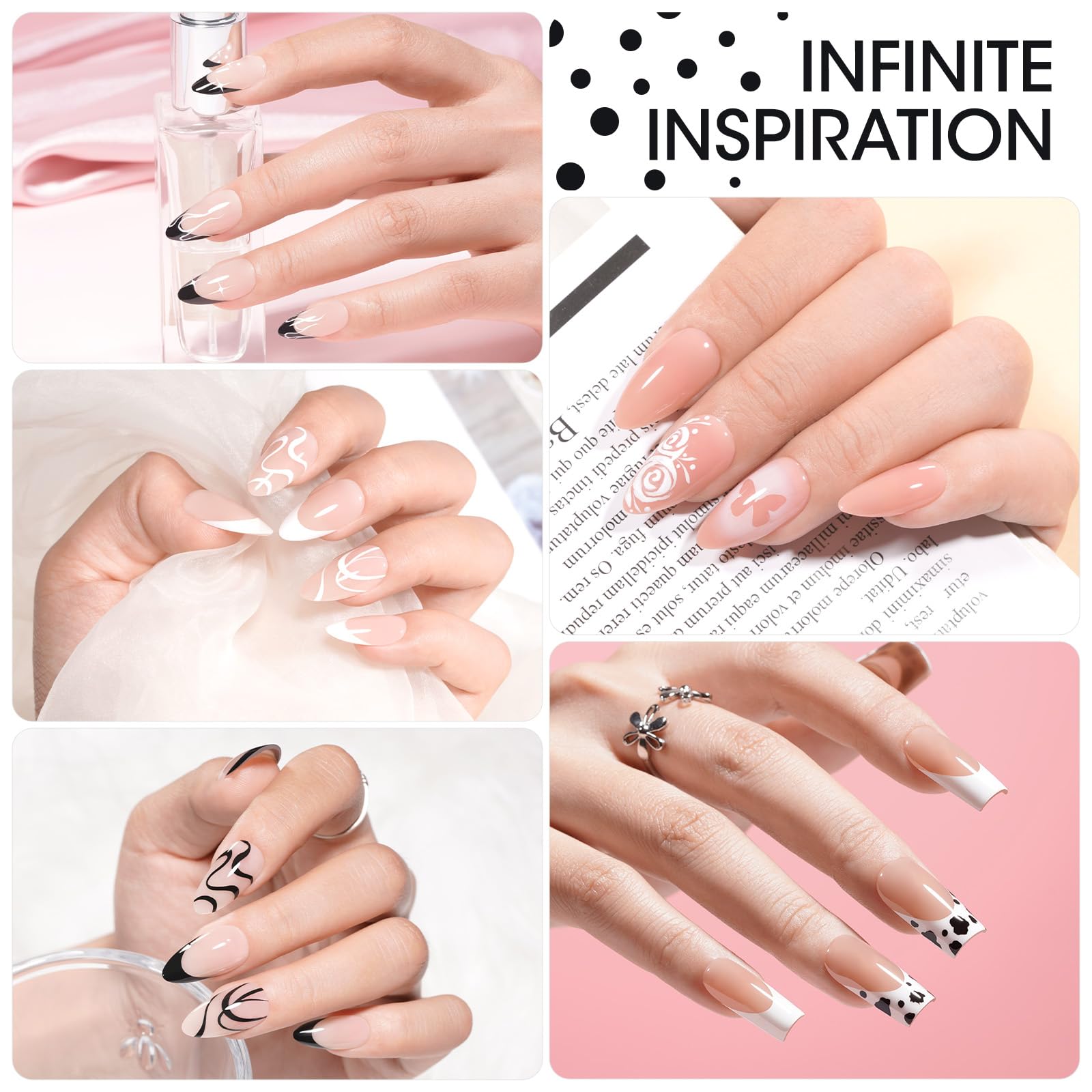 GELLEN stamping et gel noir-blanc pour art des ongles précis