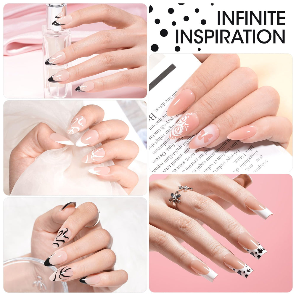 GELLEN stamping et gel noir-blanc pour art des ongles précis