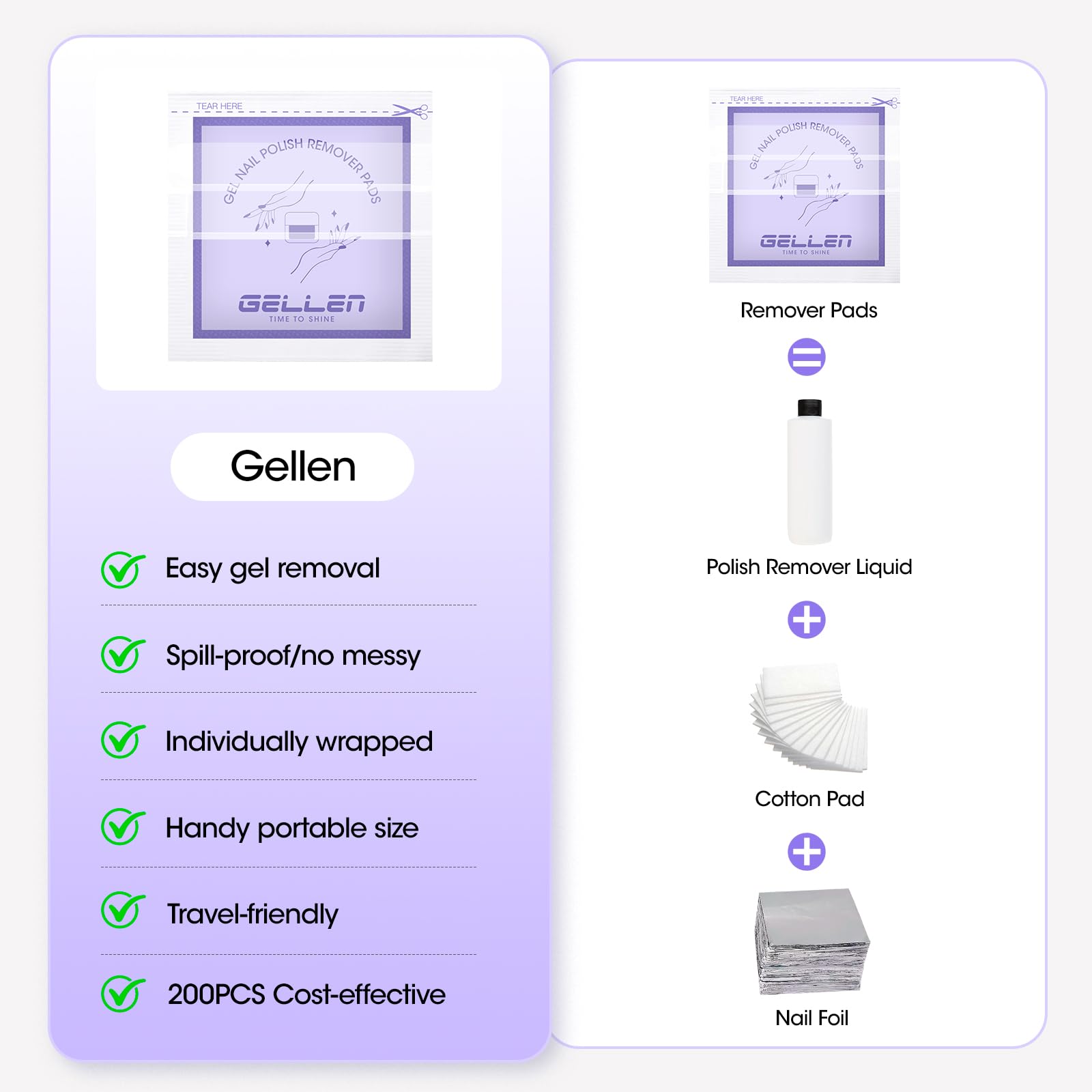 Gellen utilisation simple, démaquillant vernis en quelques gestes