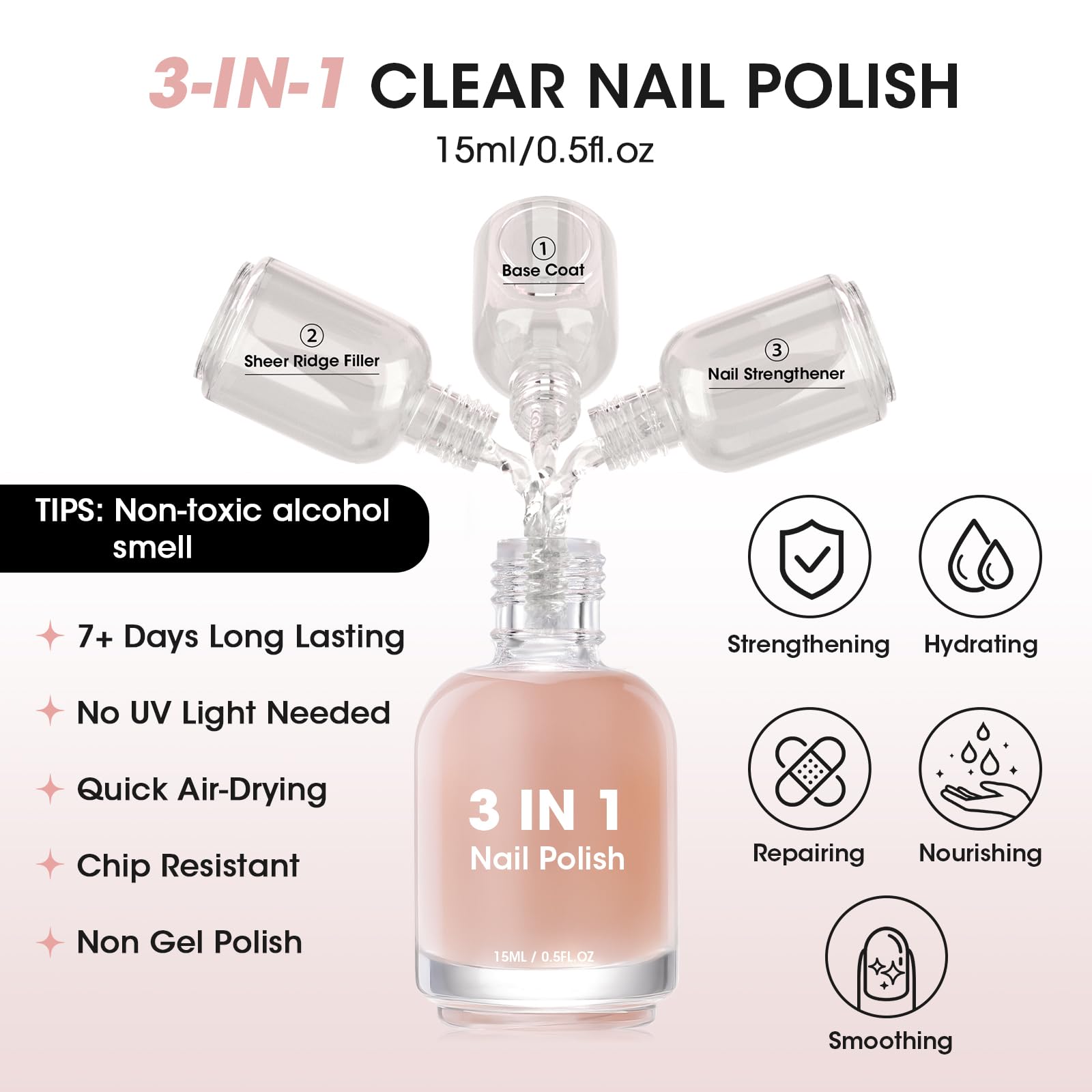 GELLEN flacon-vernis-base montre le pinceau à application précise
