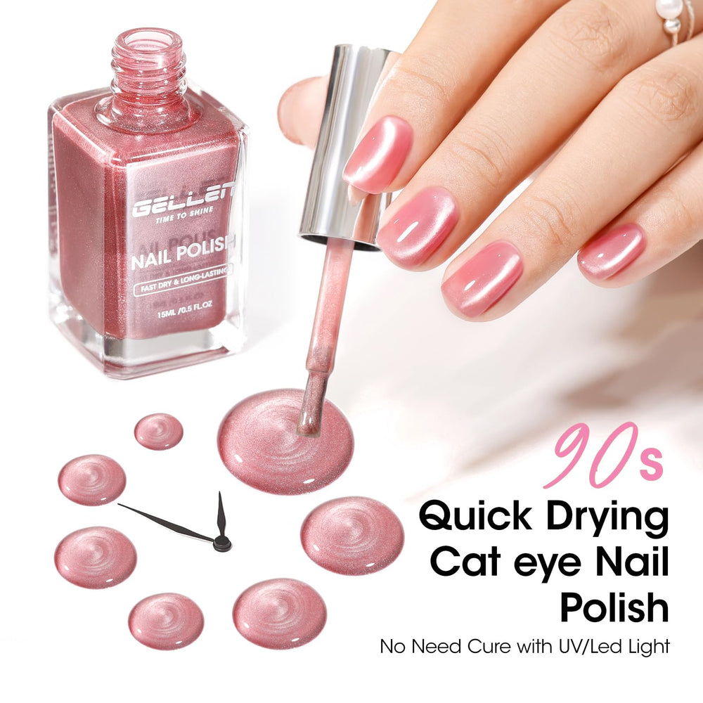 GELLEN vernis rose brillant avec paillettes, fini scintillant et glamour