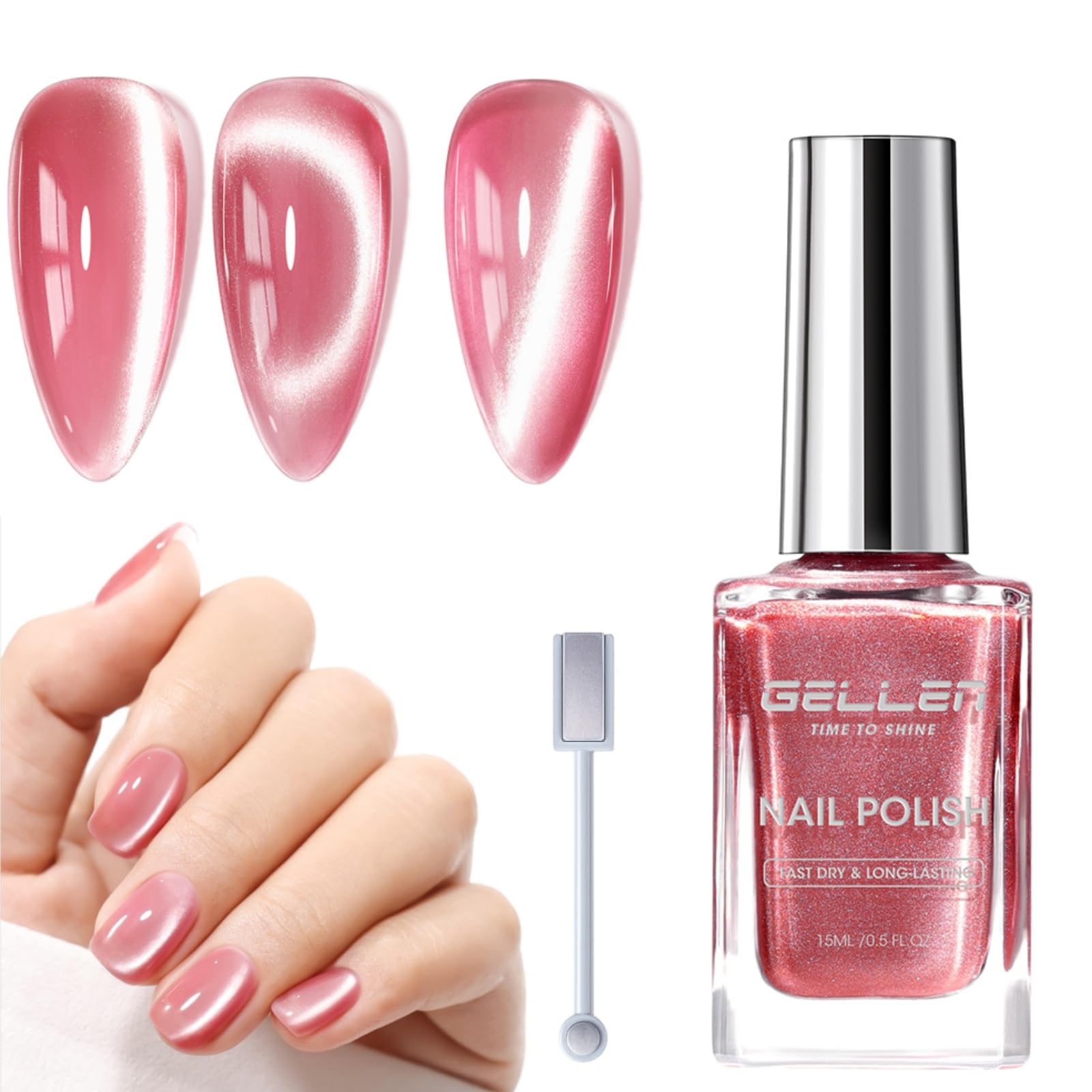 GELLEN vernis œil-chat rose magnétique, effet 3D captivant sur les ongles