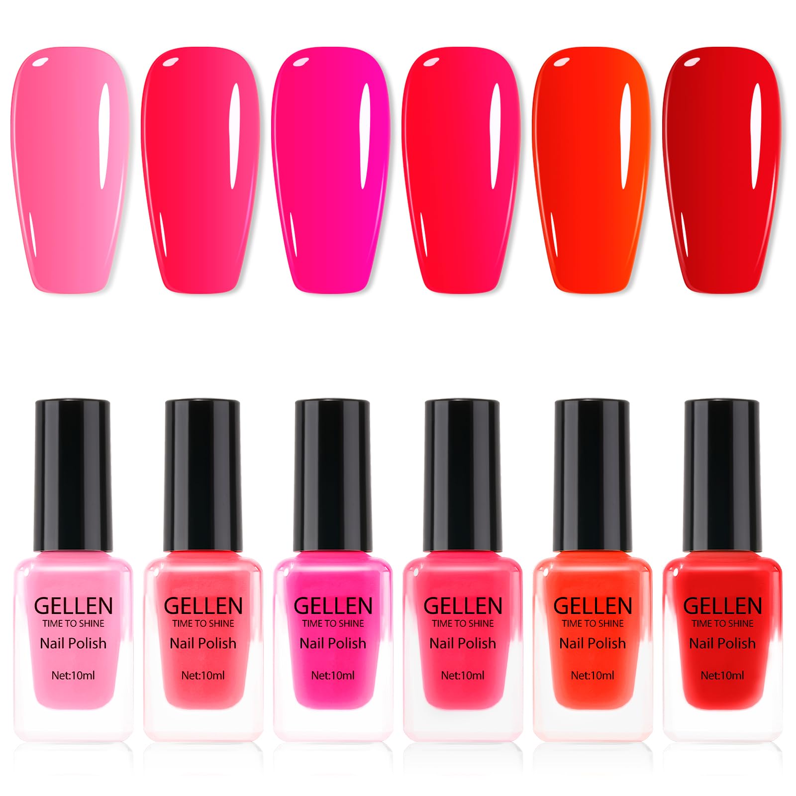Vernis GELLEN rouge brillant sur fond clair, couleur intense et uniforme.