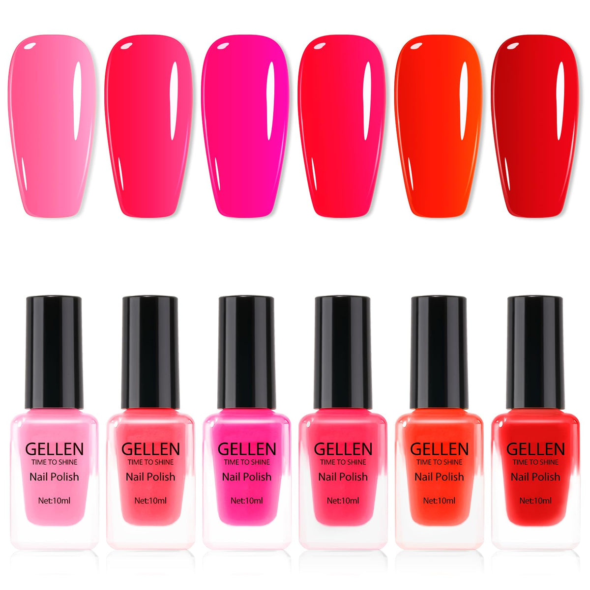 Vernis GELLEN rouge brillant sur fond clair, couleur intense et uniforme.
