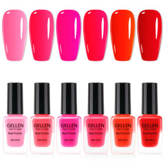 Vernis GELLEN rouge brillant sur fond clair, couleur intense et uniforme.