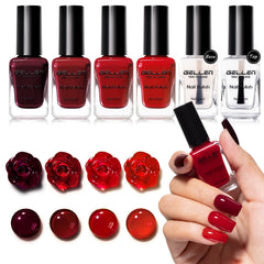 Vernis GELLEN rouge foncé en flacon, éclat durable pour salon à domicile