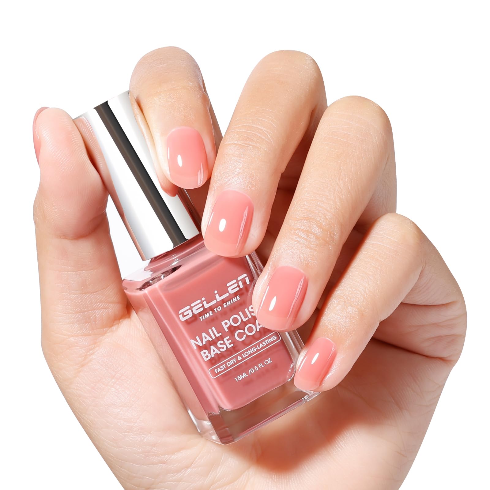 GELLEN Vernis 4-en-1 rose-poussiereux, base parfaite pour une apparence naturelle.
