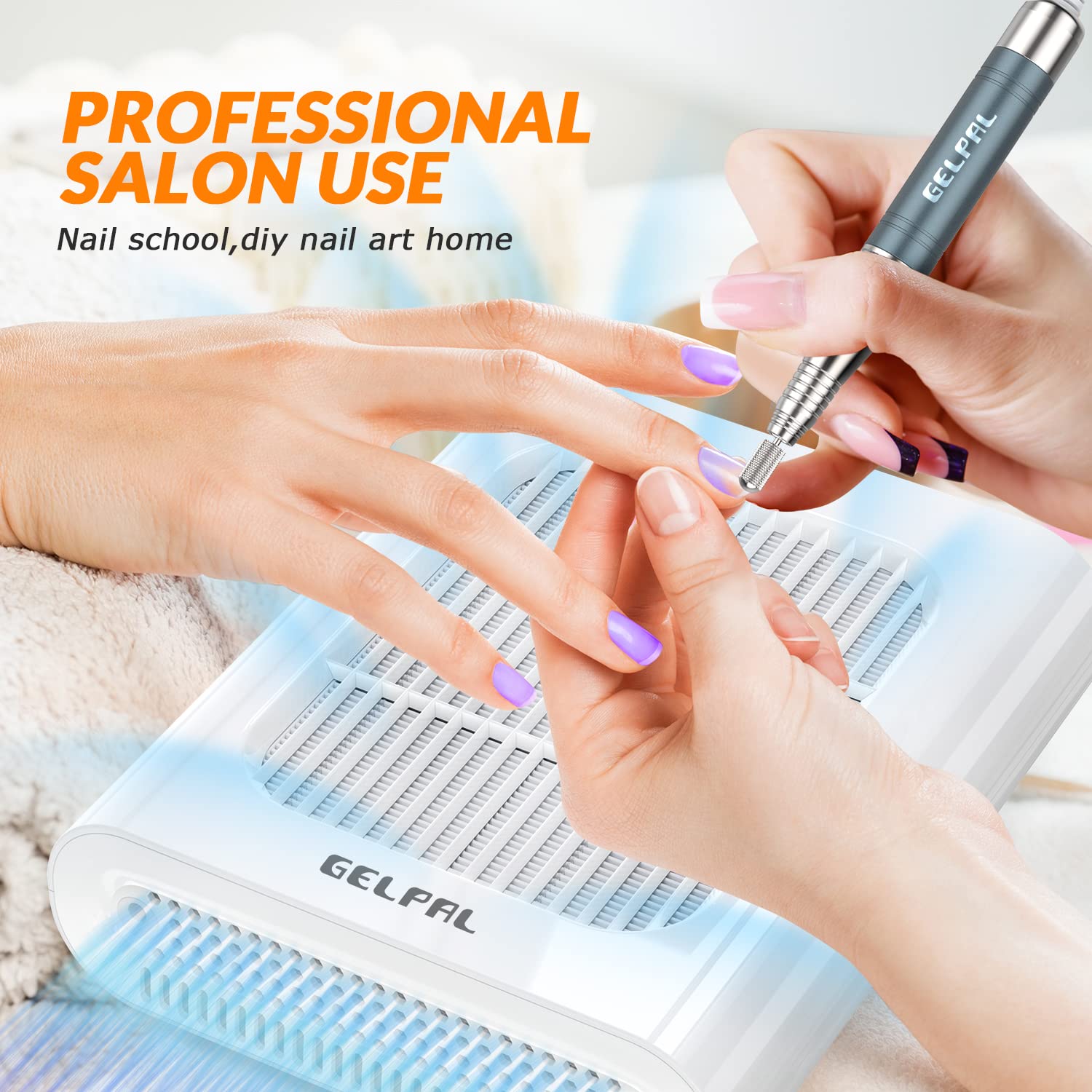 Gelpal système turbo pour une aspiration efficace des poussières d’ongles.