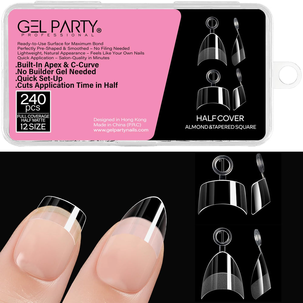 GELPARTY embouts demi-ongles en gel souple pour look naturel et léger.