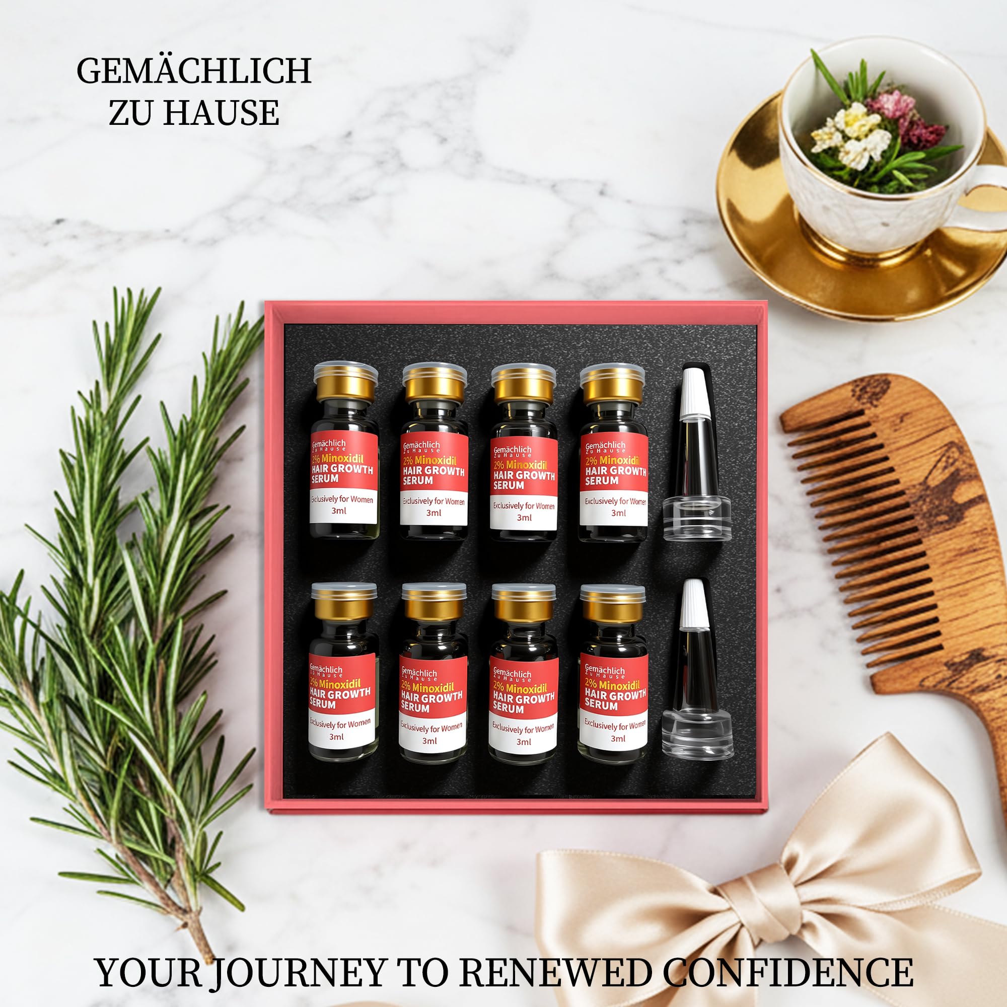 Usage quotidien du sérum Gemächlich Zu Hause pour soins capillaires féminins.