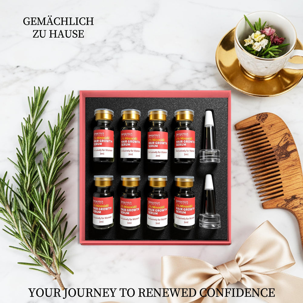 Usage quotidien du sérum Gemächlich Zu Hause pour soins capillaires féminins.
