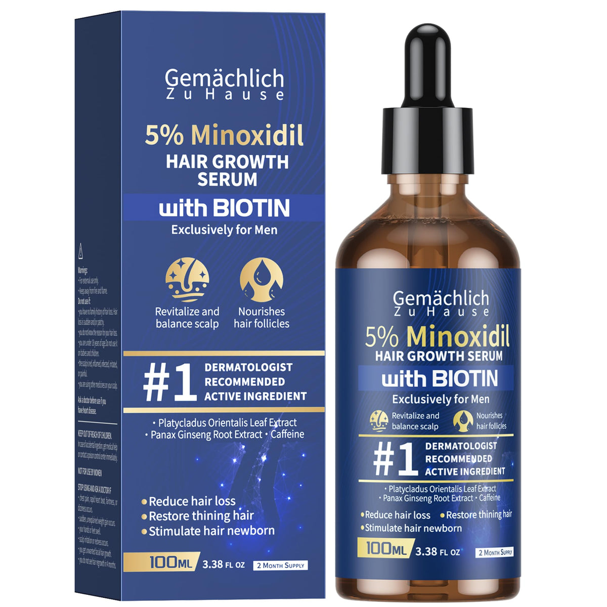 Minoxidil Gemächlich Zu Hause, bouteille 100 ml prête à l'emploi pour l'entretien capillaire