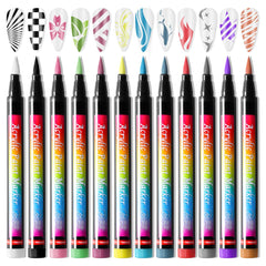 GEMBITYFUL kit Stylo Art 12 couleurs, couvrance intense et longue tenue pour ongles.