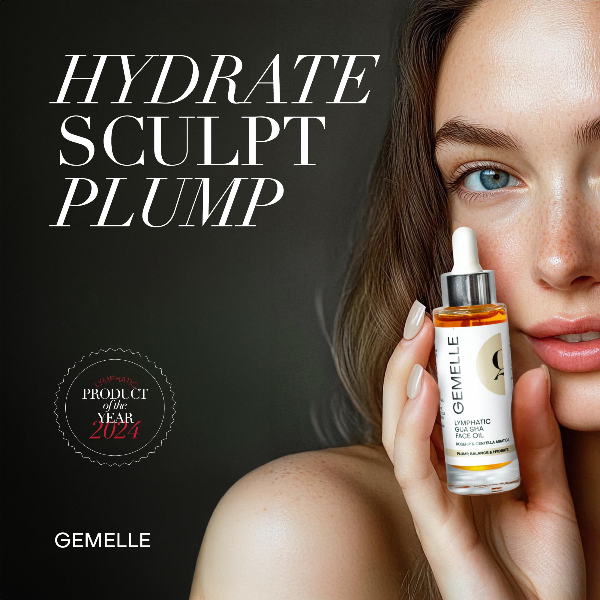GEMELLE Huile Gua Sha – glisse luxueuse pour contour tonifié.