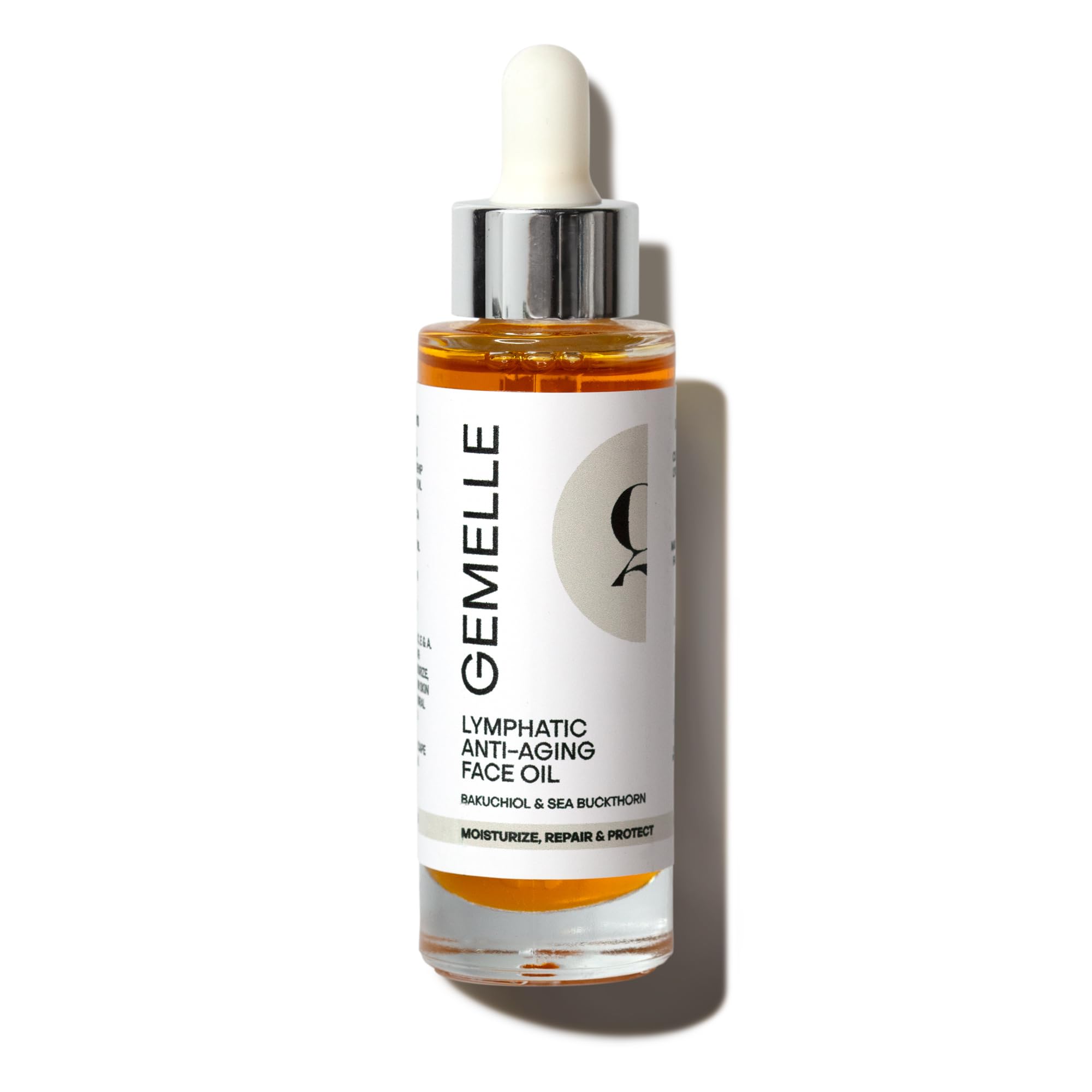 GEMELLE Huile Visage Lymphatique Anti-Âge avec Bakuchiol — texture nourrissante pour la peau.