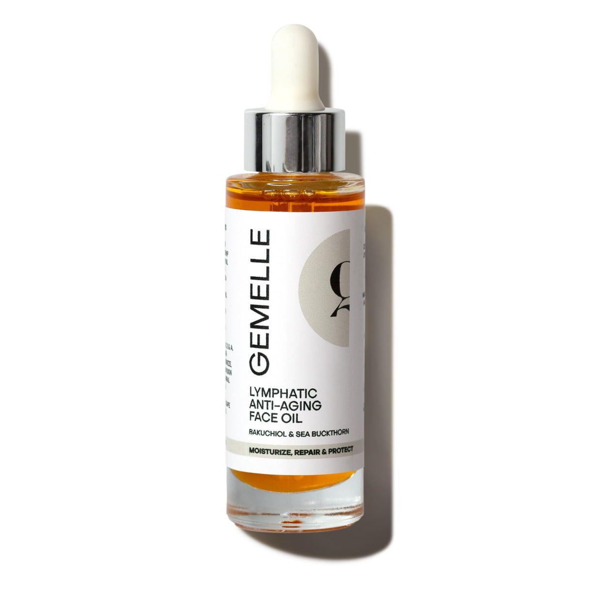 GEMELLE Huile Visage Lymphatique Anti-Âge avec Bakuchiol — texture nourrissante pour la peau.