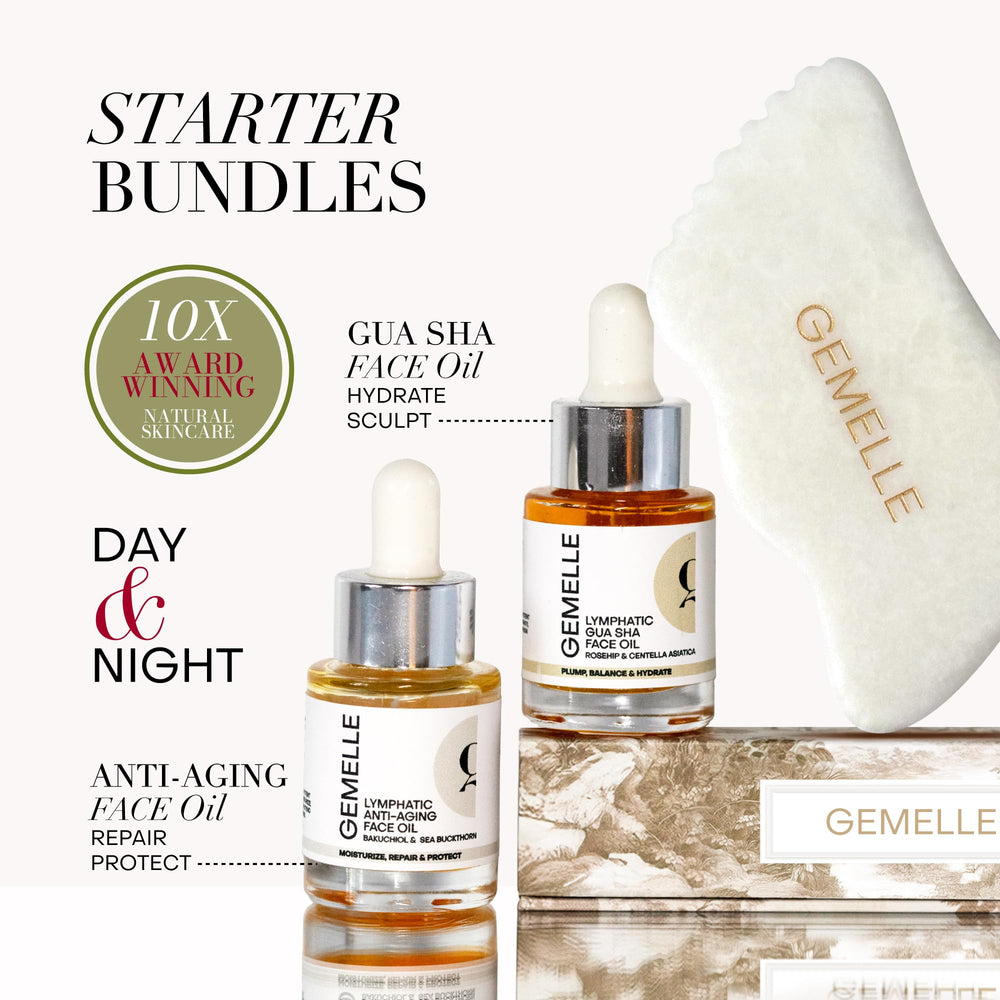 GEMELLE Huile Gua Sha – ritual hydratant quotidien pour peau lumineuse.