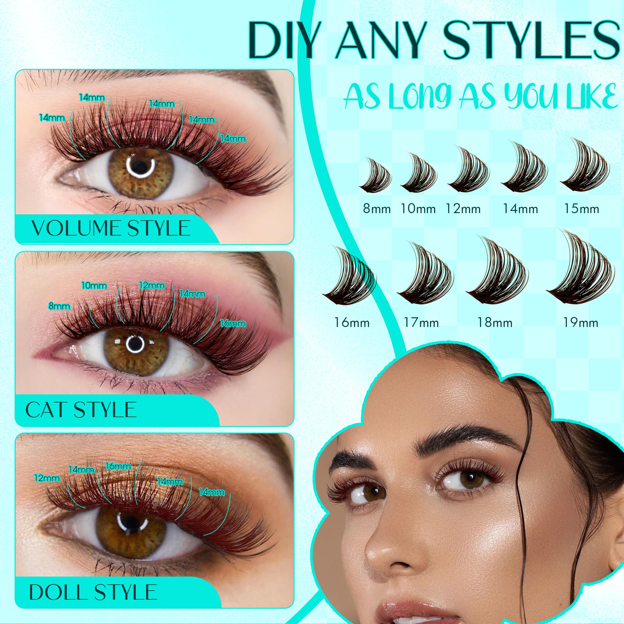 GEMERRY Brown Lash Clusters: aspect naturel qui s'accorde avec cheveux clairs