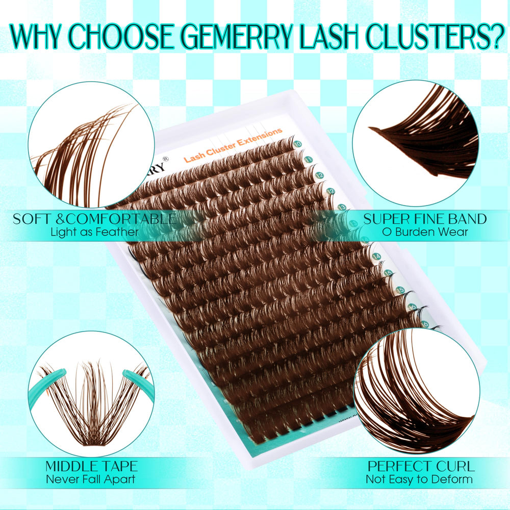 GEMERRY Brown Lash Clusters: réutilisables pour plusieurs looks