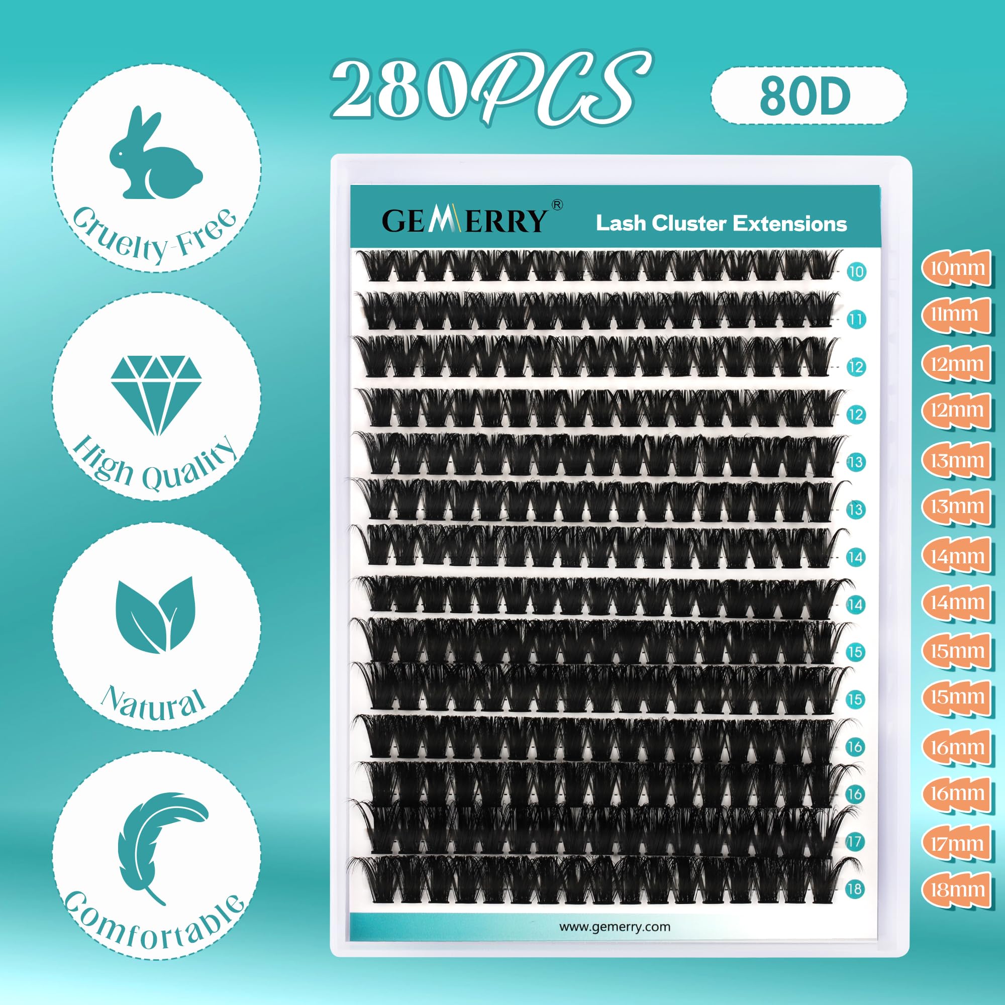 GEMERRY clusters cils individuels 80D 0,07D rendu naturel rapide