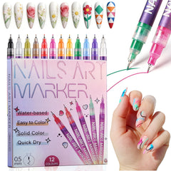 Gemsanva 12 couleurs Stylo Art Ongles, designs précis à domicile
