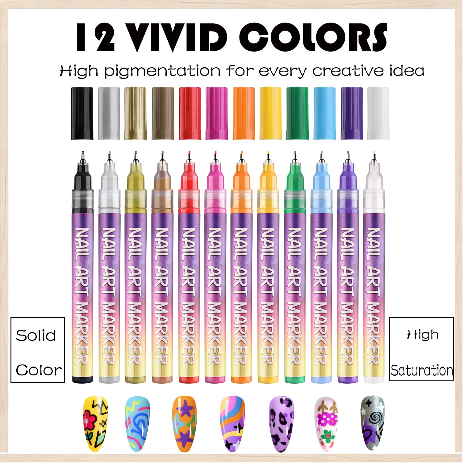 Gemsanva Stylo Art Ongles séchage rapide et couleurs intenses sans bavures