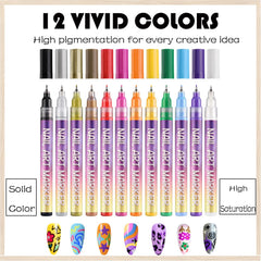 Gemsanva Stylo Art Ongles séchage rapide et couleurs intenses sans bavures