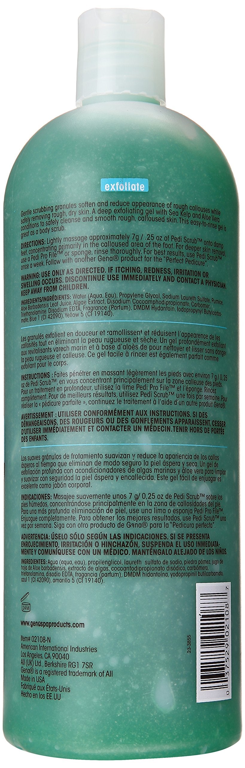 Texture exfoliante du gel Gena pour pédicure soignée.
