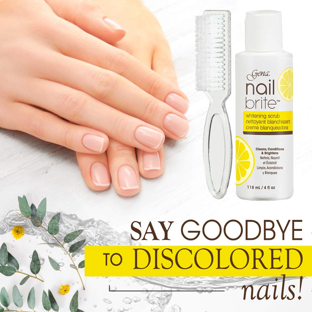 Résultats visibles d’ongles plus clairs et plus propres avec Gena Nail Brite.