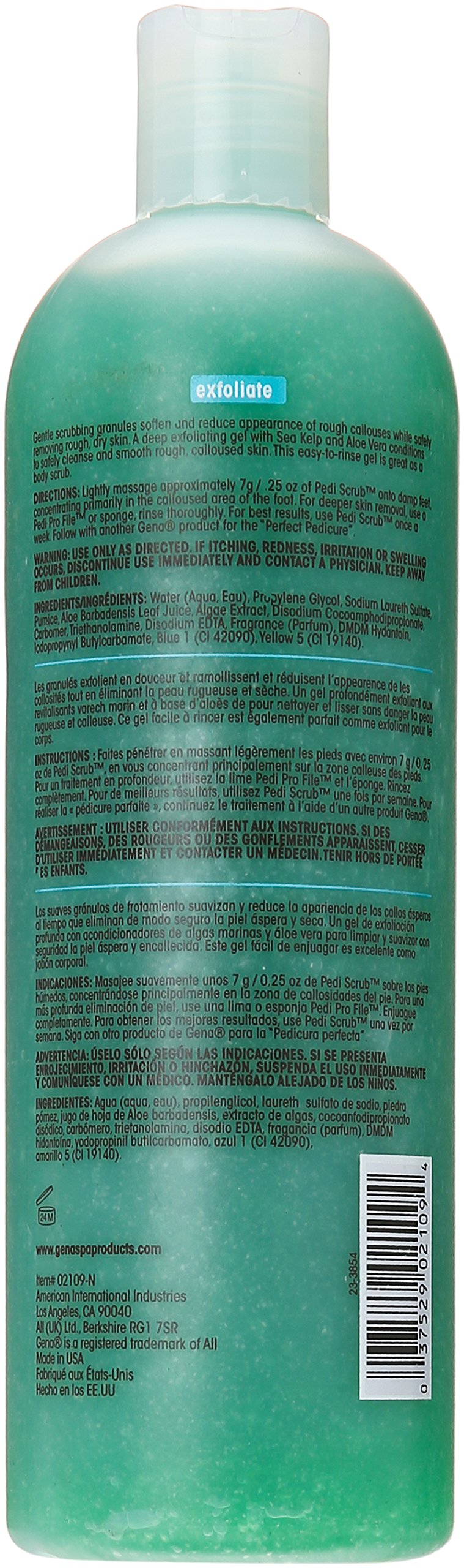 Gena Pedi Scrub Gel: texture douce du gel pour exfolier et revitaliser la peau.