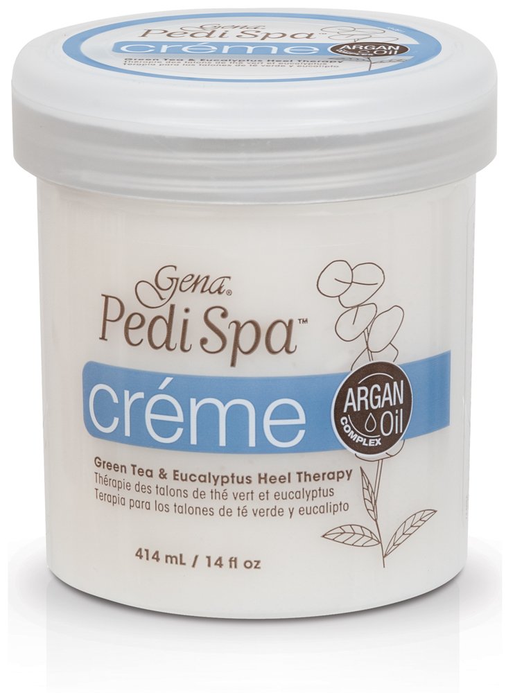 Crème pour pieds Gena Pedi Spa, talons secs, hydratation longue durée et soin des callosités.