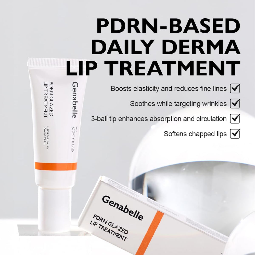 Genabelle PDRN Glazed Lip Treatment, finition brillante non collante pour un fini naturel.