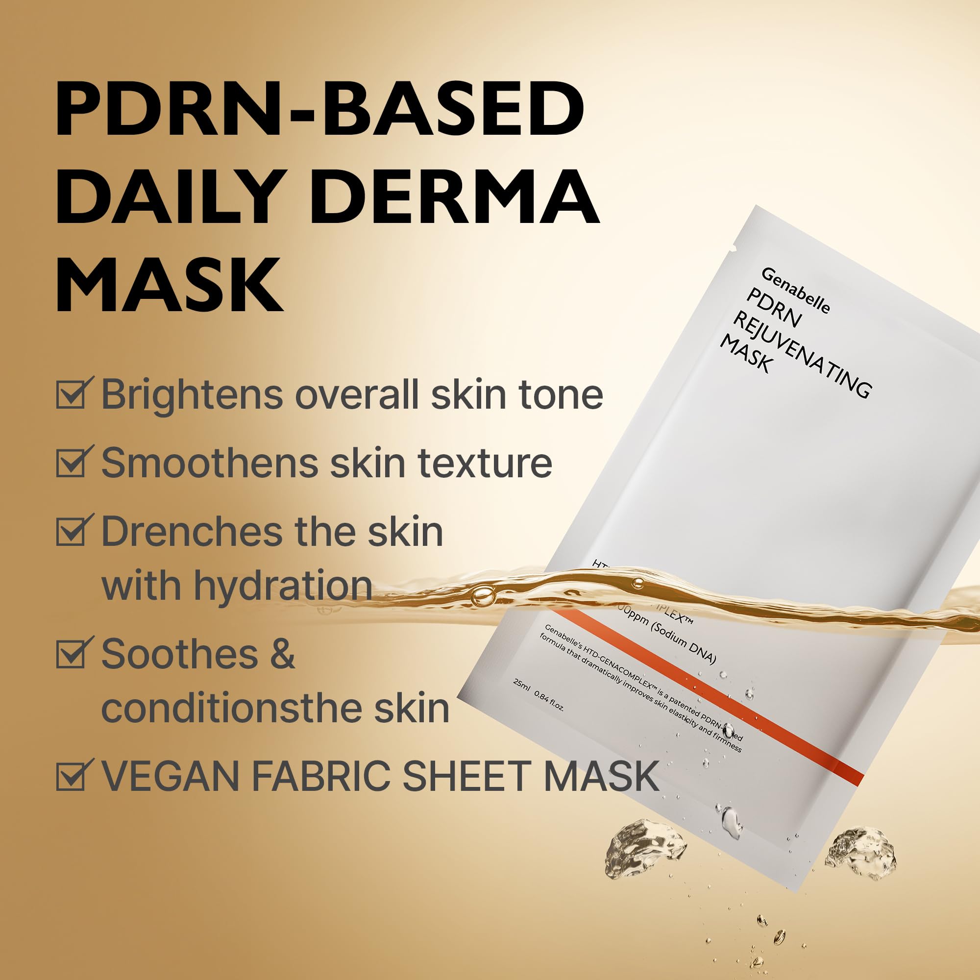 Genabelle PDRN mask focusing on firming elastic skin for a youthful look.