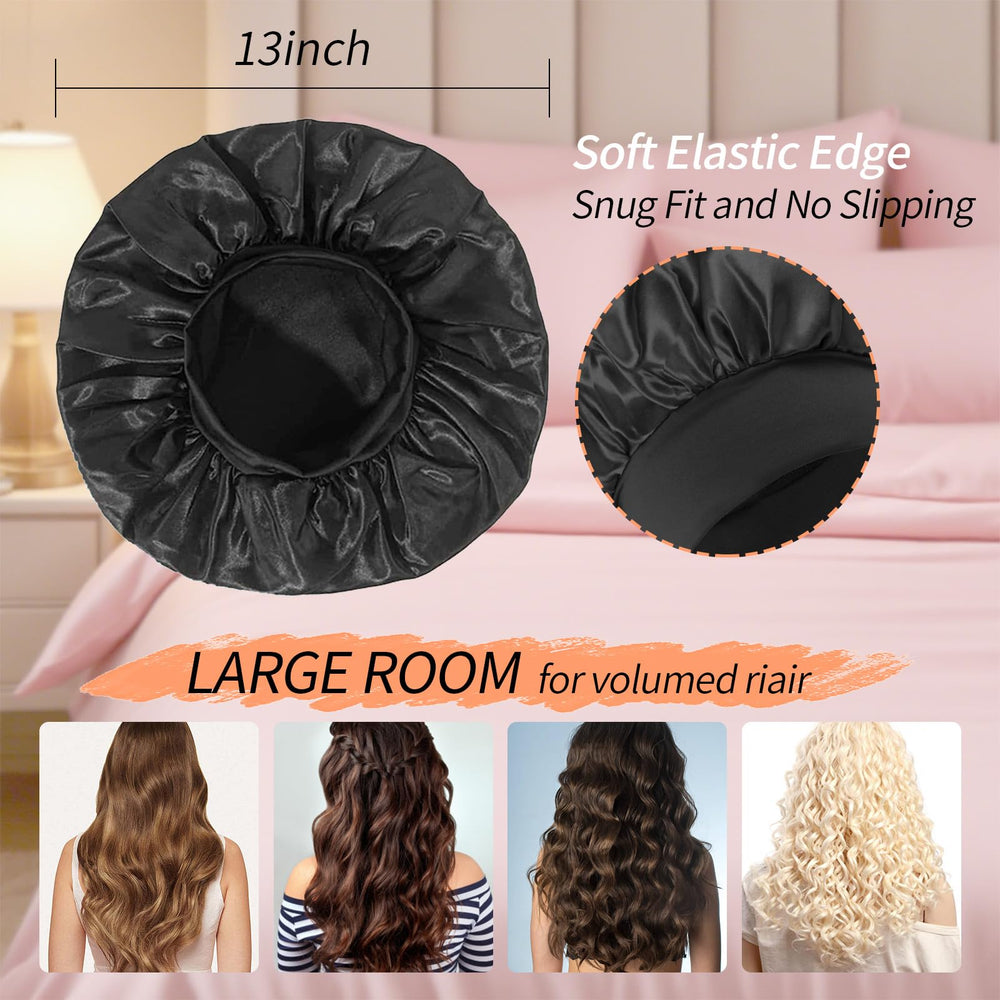 Genbabo bonnet satin noir 30 cm taille unique avec élastique pratique