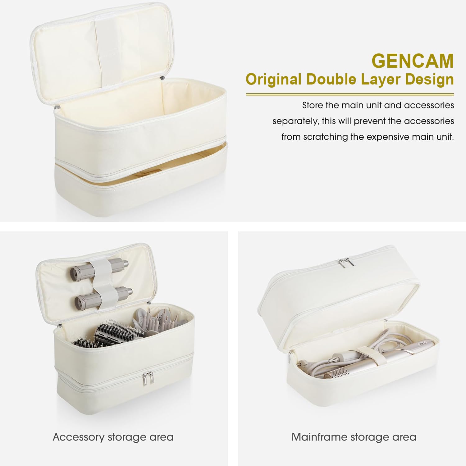 GENCAM intérieur organisé avec sangle, fixation sécurisée pour accessoires.