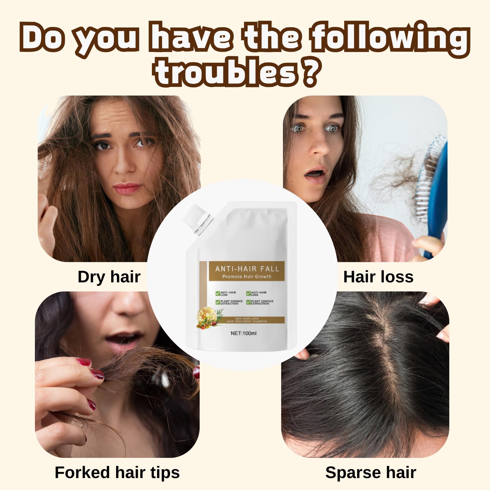 Generic 2Pcs Anti-Chute Shampoing – mousse riche pour nourrir les cheveux.