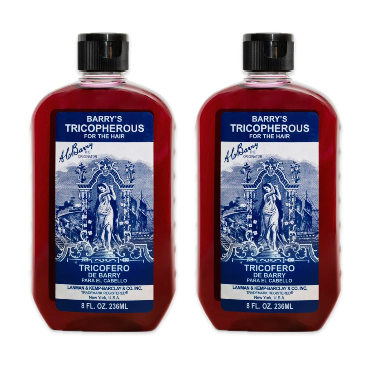 Generic Barrys Tricopherous, bouteille de soin capillaire pour cheveux doux et brillants.