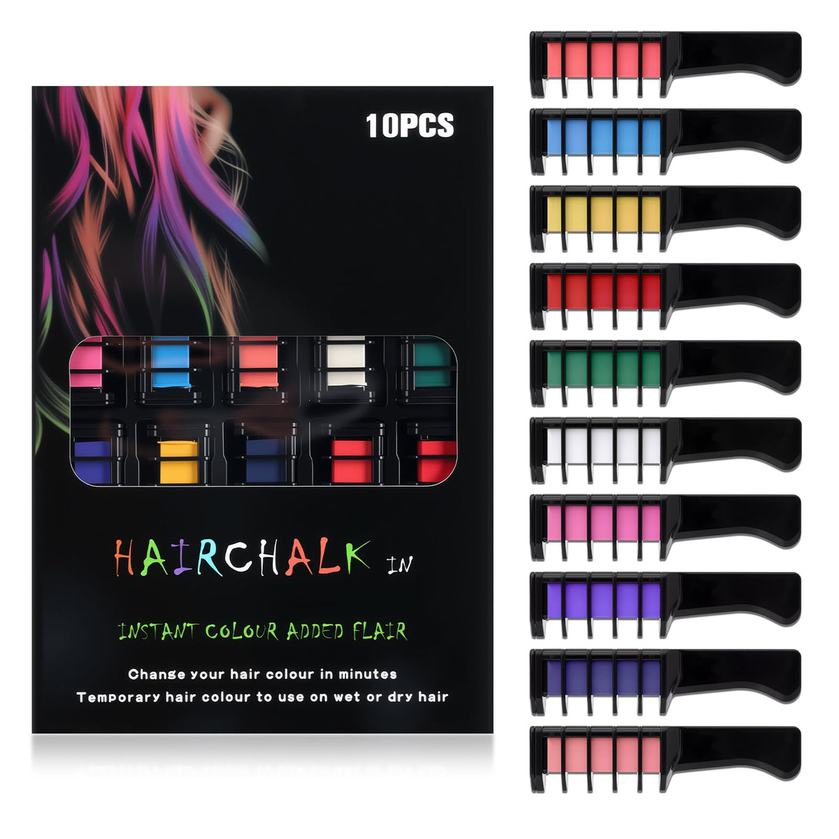 Generic brosse chalk cheveux 10 couleurs pour colorer facilement les cheveux
