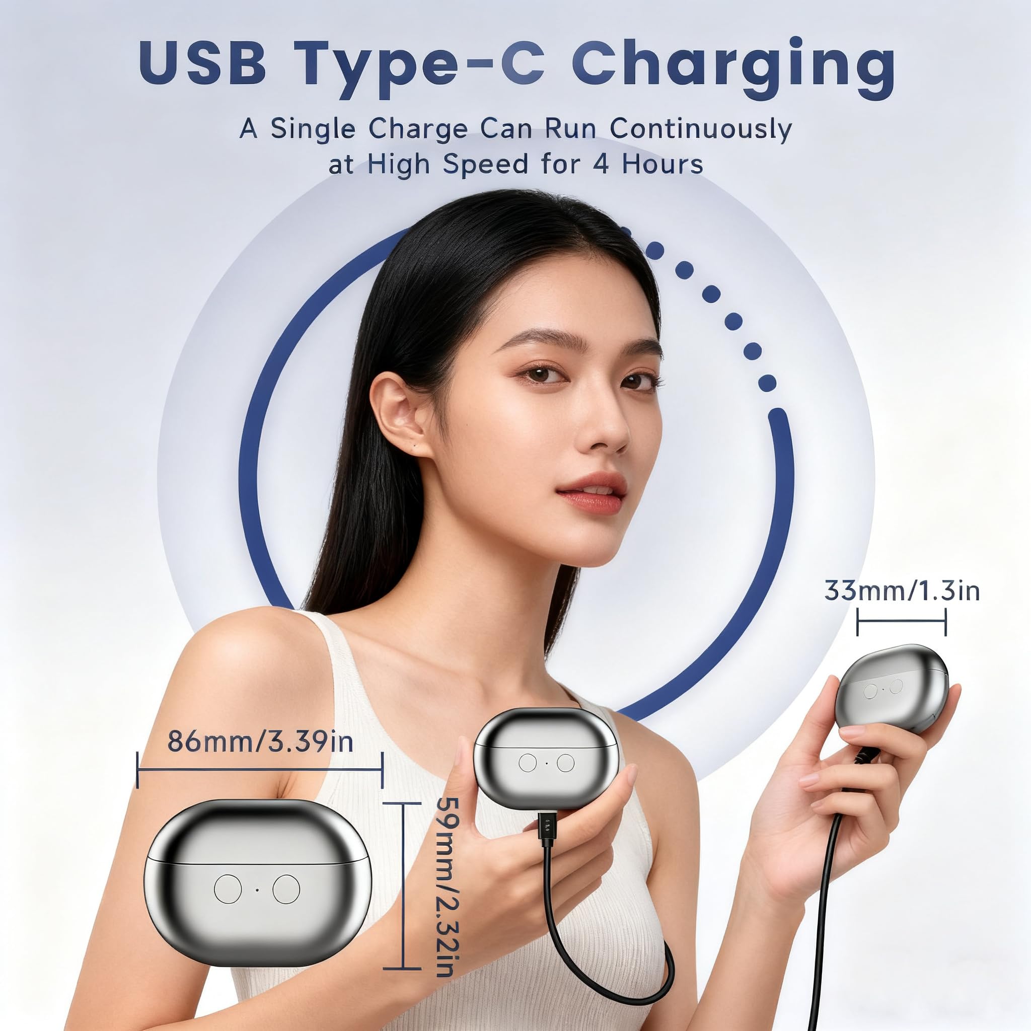 EasyClip rechargeable par port USB-C, pratique pour les déplacements.