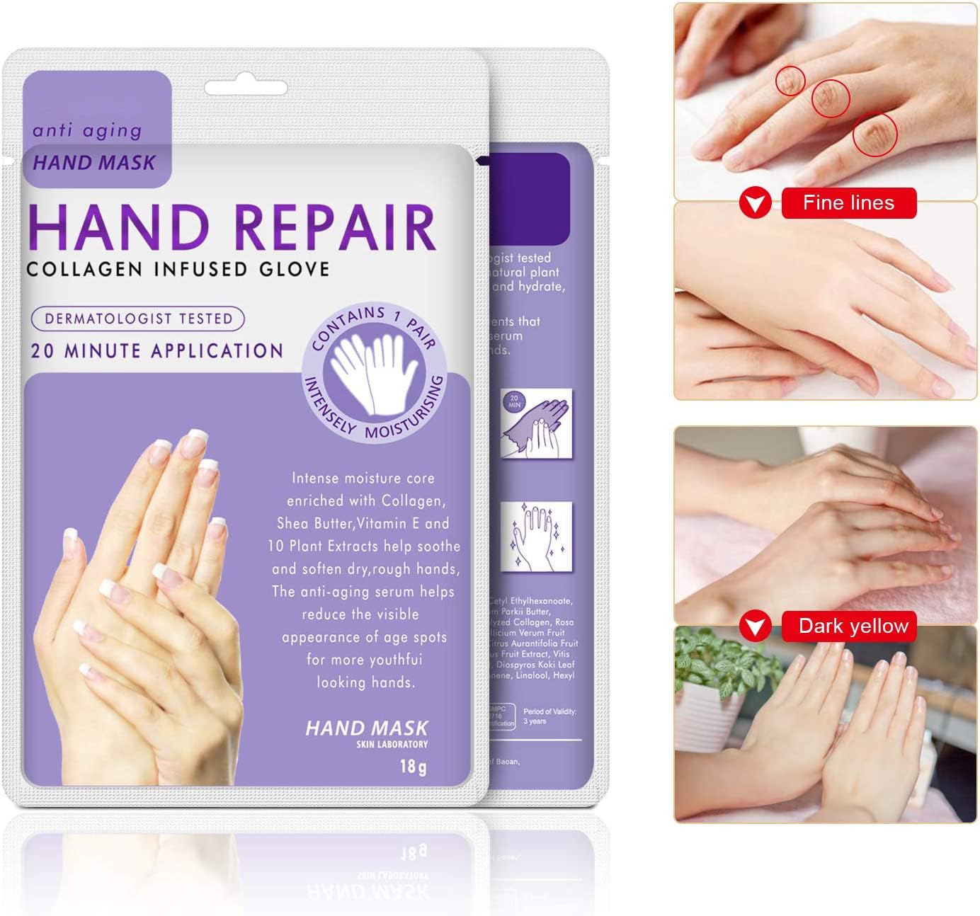 Gants-masque main hydratation profonde Generic, toucher doux après usage.